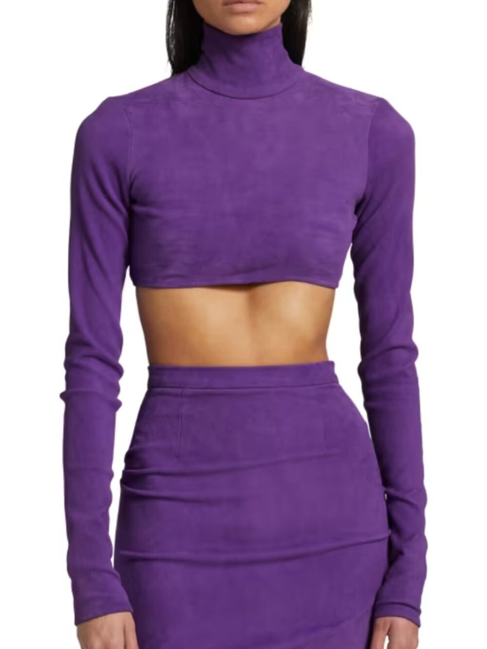 NWT LaQuan Smith Suede Cropped Long-Sleeve Top (size XS)